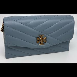 Tory Burch Kira Chain Wallet NWT Rainwater/Dark Gold